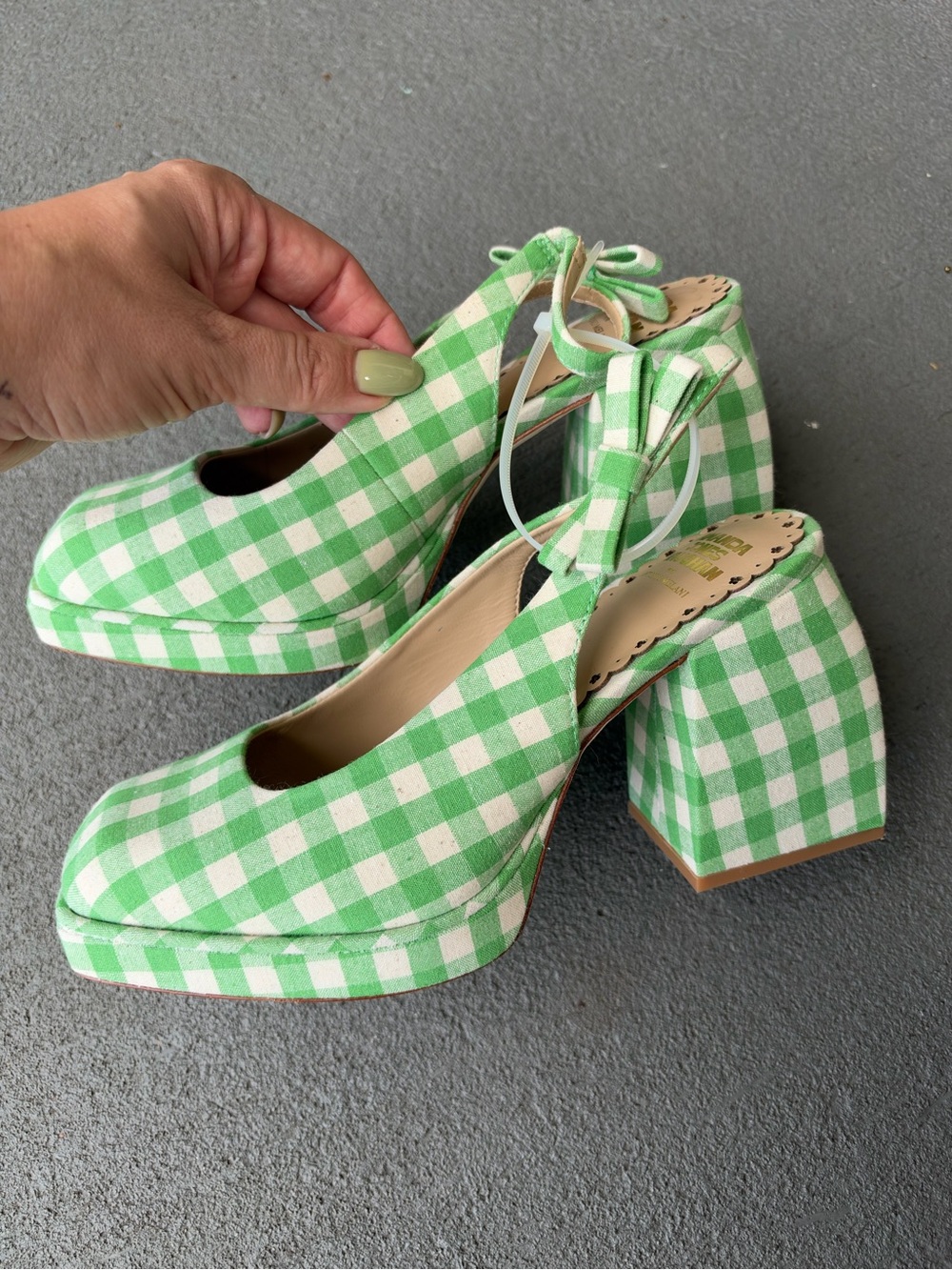 Antonio Melani x Amanda Jones Vaughan Penny Gingham Block Heel Slingback Pump 8 - Picture 8 of 14